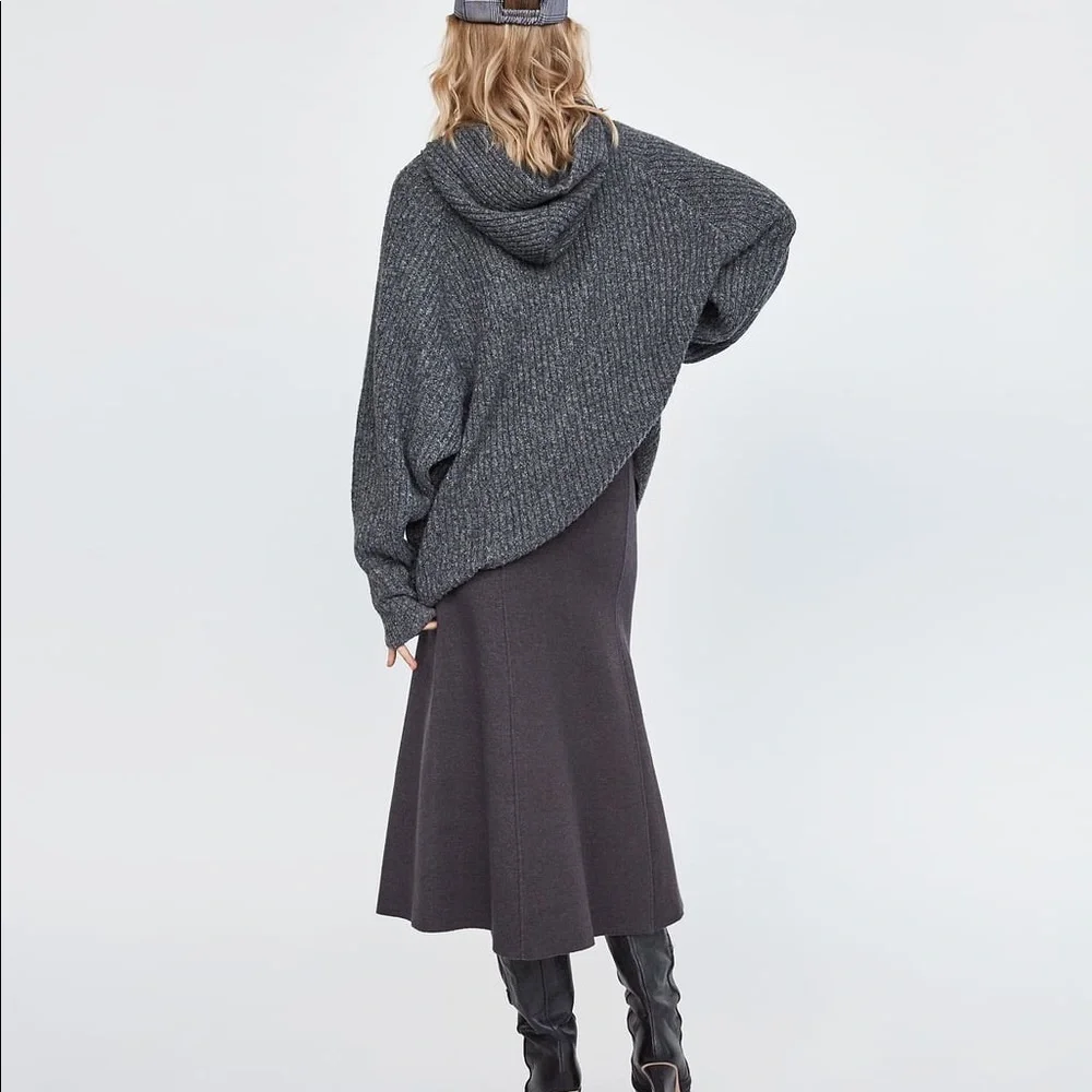 Gray Knit A-Line Zara Skirt - Picture 2 of 5